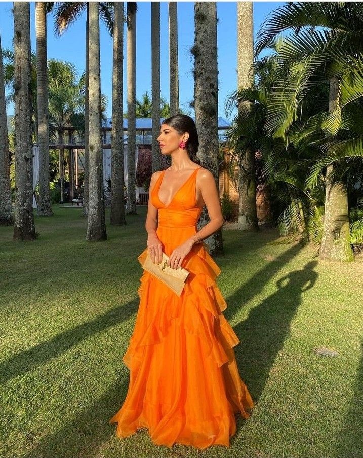 Orange long prom dresses, evening dresses,party dresses, formal dress - View 2 | FashionDia