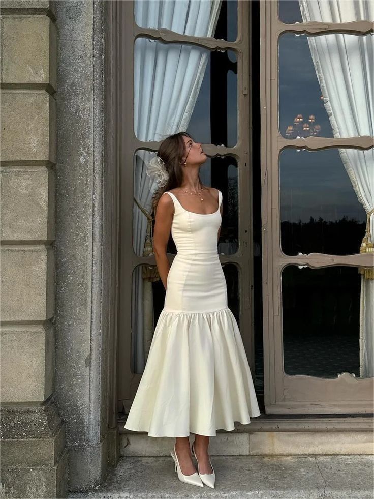 Elegant Square Neck Maxi Dress Sleeveless Women's Party Dress - FashionDia