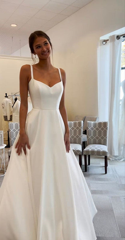 A-Line Satin Elegant Wedding Dresses Princess Bridal Gown - View 2 | FashionDia