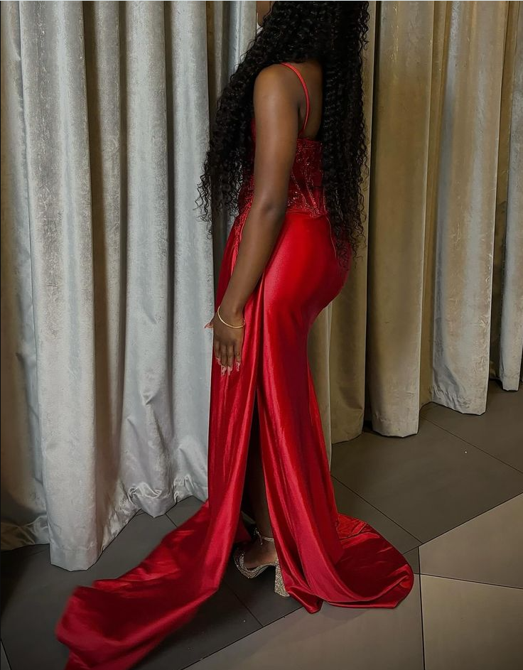 Stunning Red Long Prom Gown Evening Dress With Split fg7389
