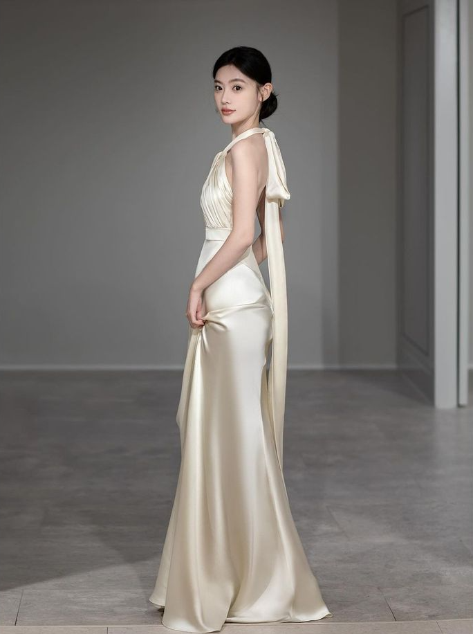 Backless Halter Long Prom Dress Elegant Evening Party Dress - View 2 | FashionDia