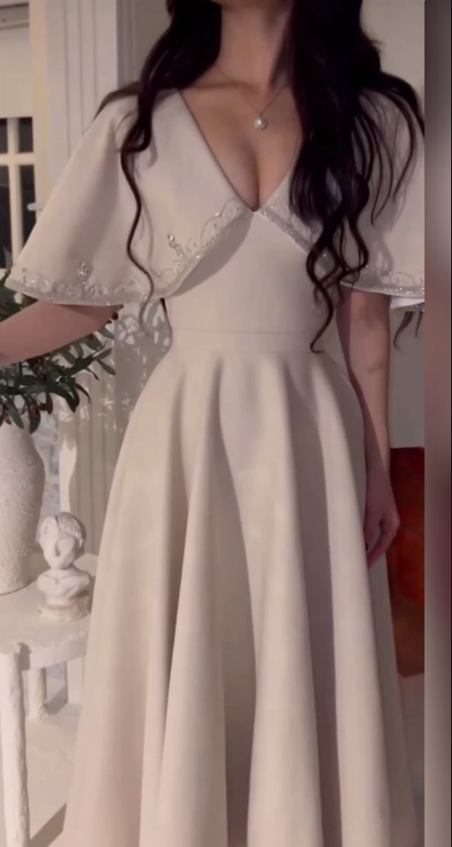 Elegant A line Prom Dress,Ivory Evening Dress Formal Prom Gown fg7282
