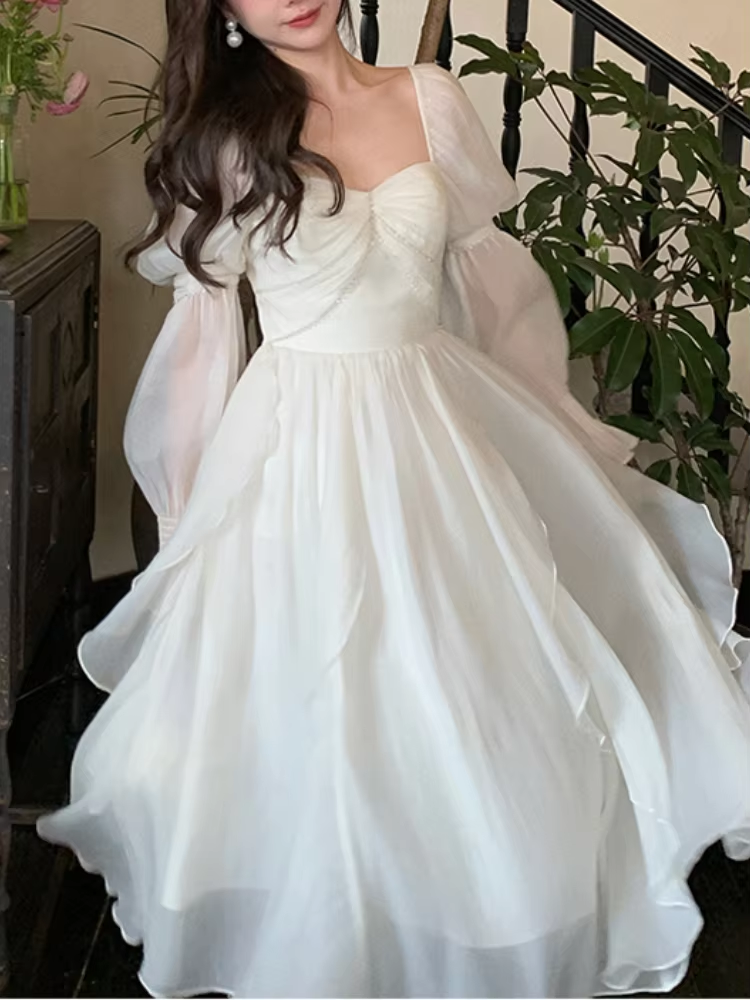 Women Casual Princess Party Dress Vintage A-line Birthday Dress Evening Dress fg7214