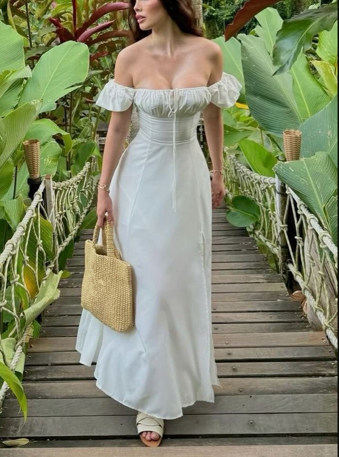 A-Line White Long Prom Dress, Evening Formal Dress - FashionDia