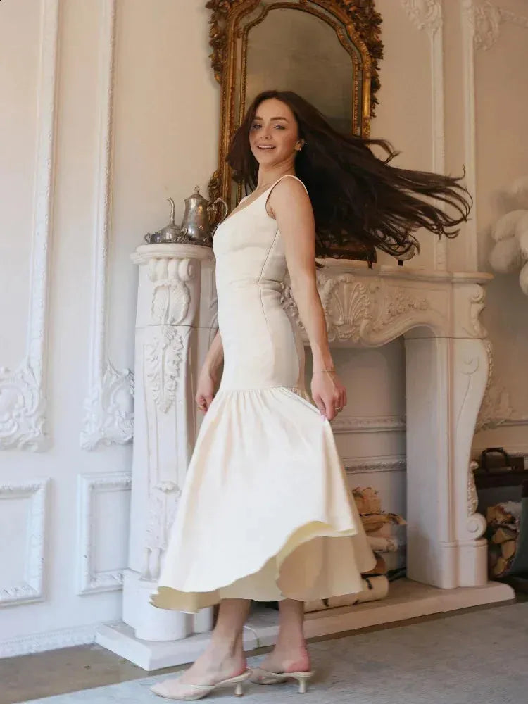 Elegant Square Neck Maxi Dress Sleeveless Women's Party Dress - View 5 | FashionDia