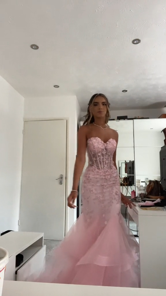 Mermaid Pink Tulle Long Prom Dress, Evening Formal Dress fg7253 - VelvetHem