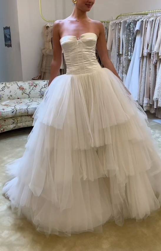 A-line Evening Gown Long Evening Party Prom Dresses Strapless Wedding Dresses fg7307