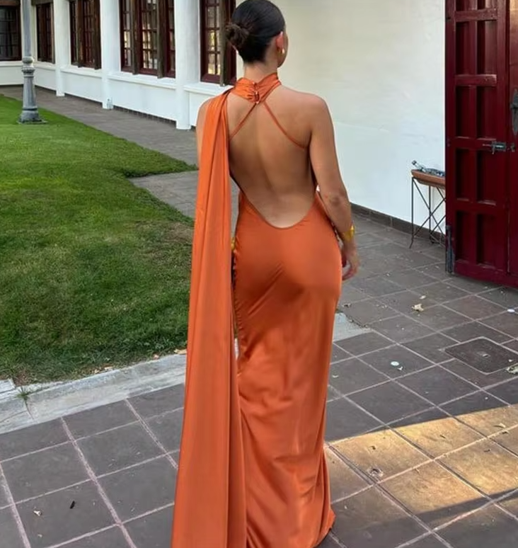 Casual Dresses Women Backless Sexy Satin Ribbon Sleeveless Elegant Lady Party Gown Long Evening Prom Dresses - View 9 | FashionDia