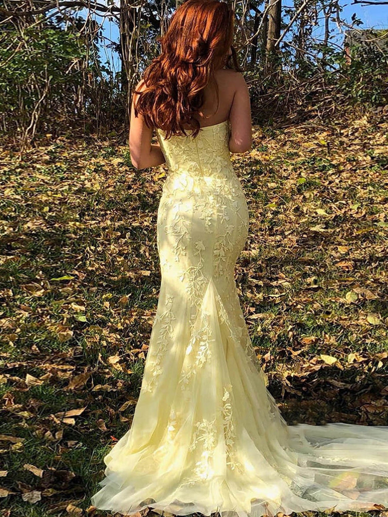 Pink Strapless Floral Long Prom Dress with Split - Fashionpara