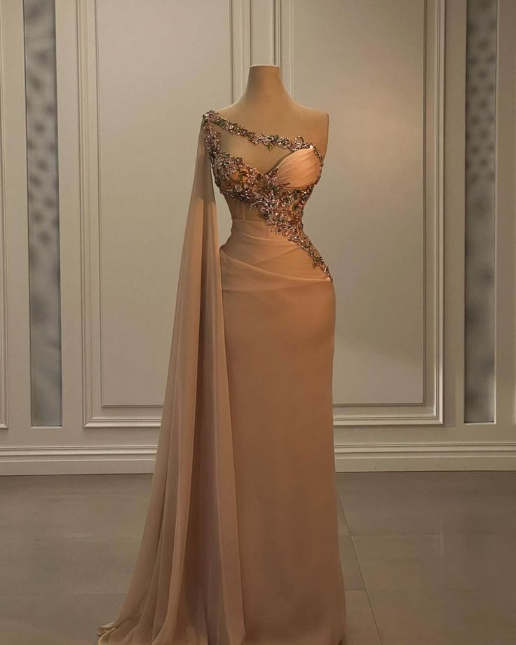 Fashion Evening Dresses One-Shoulder Sleeveless Gown Appliques Prom Party Dress - View 2 | FashionDia