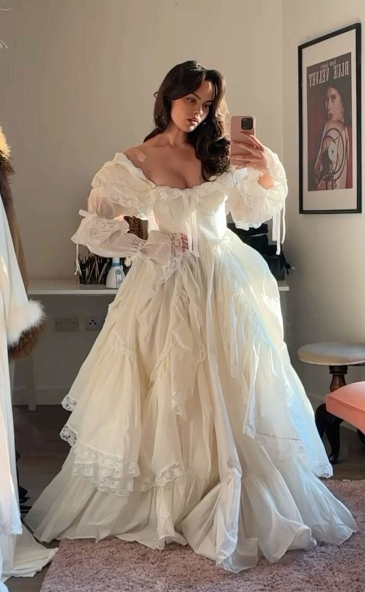 A Line Long Sleeves Off Shoulder Long Wedding Dresses Evening Gown fg7123