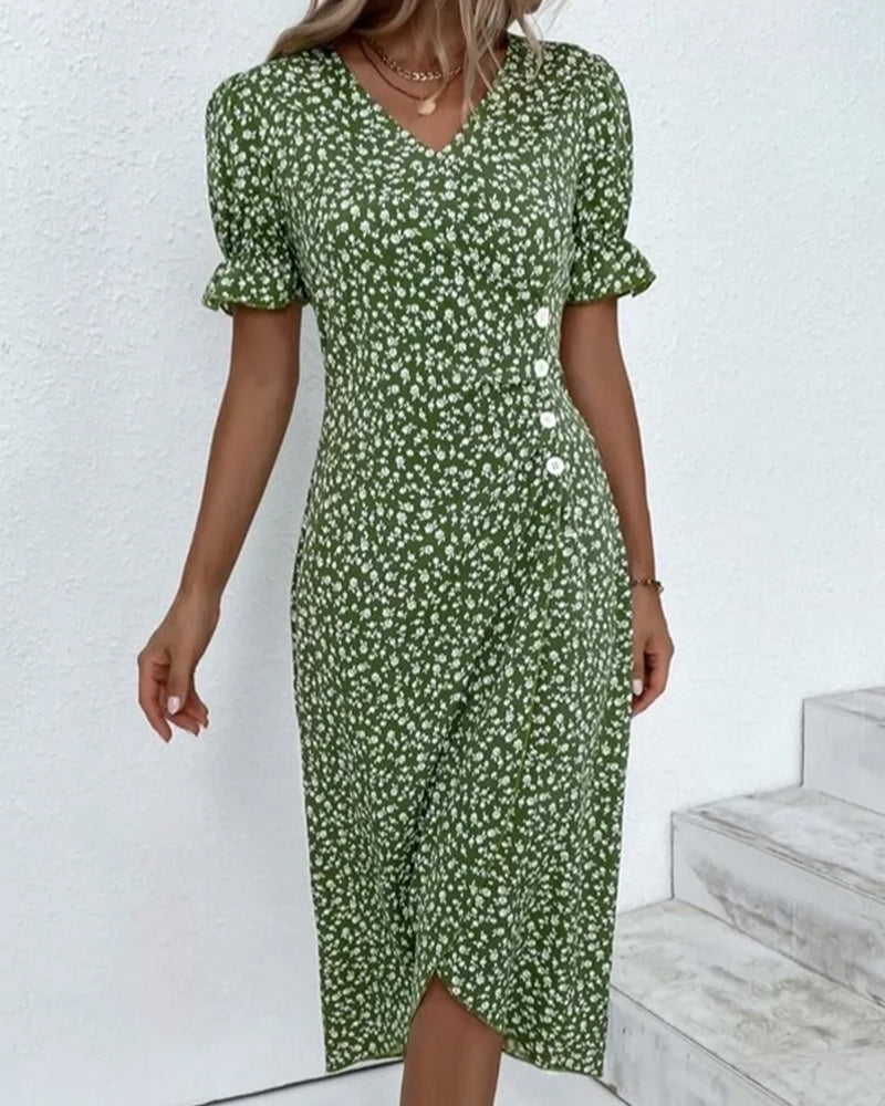 Dorotea Short Sleeve Dress with Floral Print for Women Easy Wear Style
