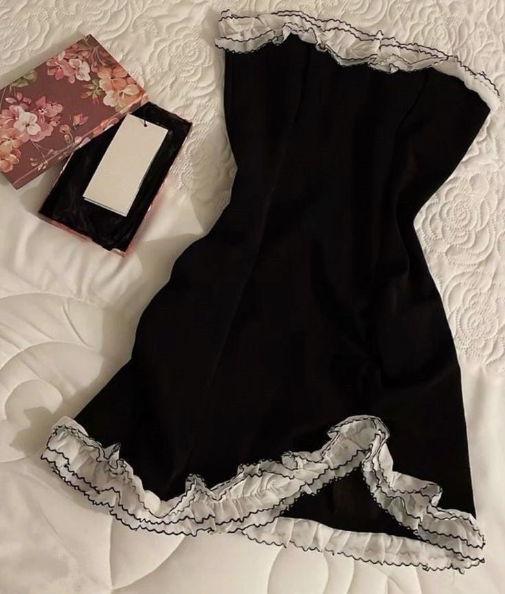 Black mini dress with lace, Birthday Outfits Homecoming Dress - FashionDia