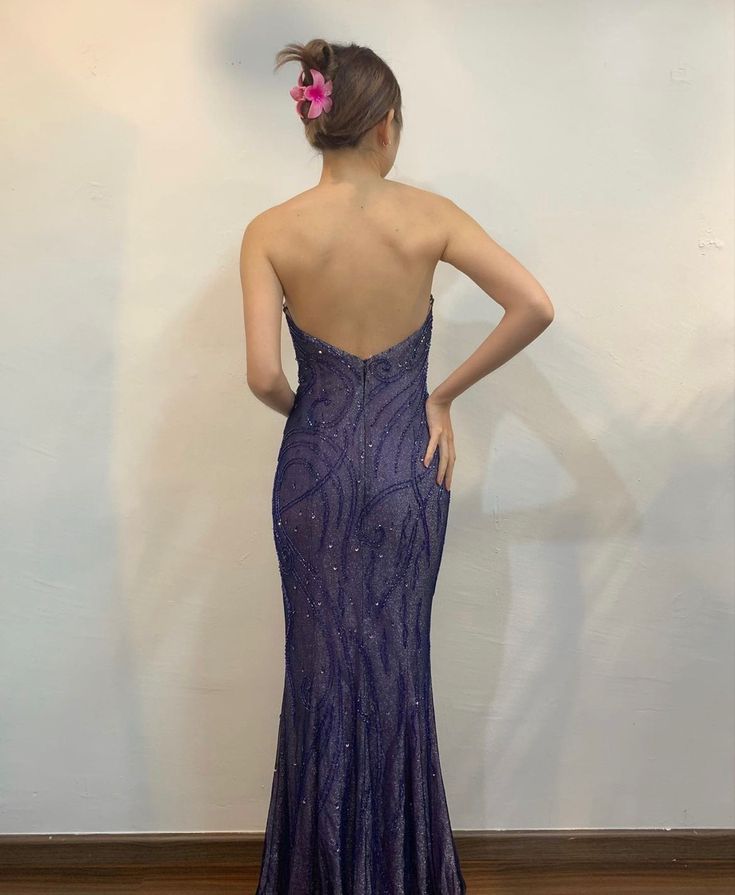Strapless Mermaid Vintage Party Dress Long Evening Gown - View 2 | FashionDia