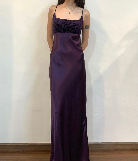 Vintage Spaghetti Straps Grape Long Prom Dress fg7153