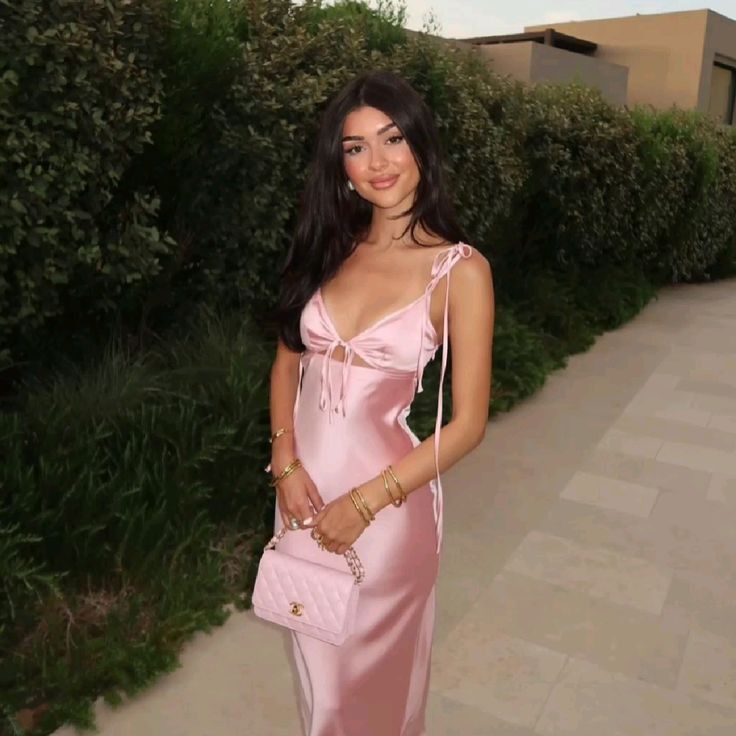 Elegant Satin Maxi Dress for Women, Sexy Party Dress fg7088