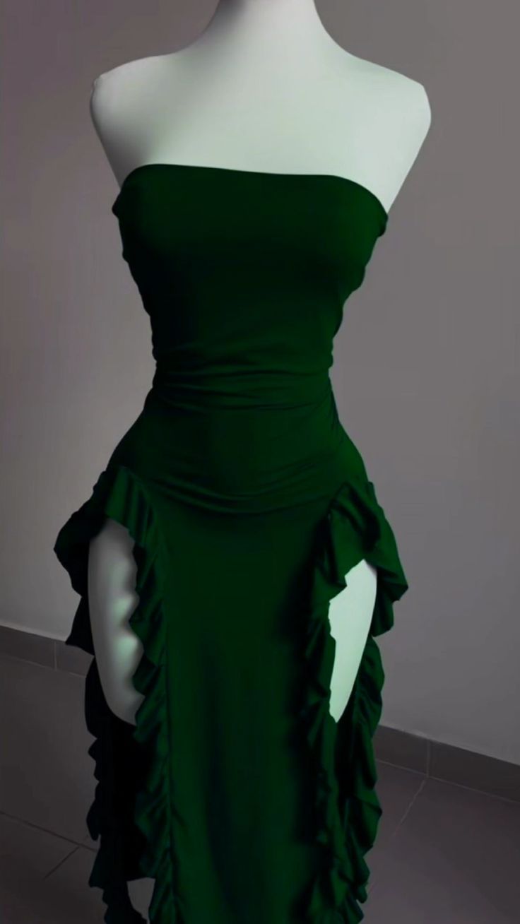 Strapless Sheath Midi Length Ruffle Prom Dress Sexy Evening Dress fg7107