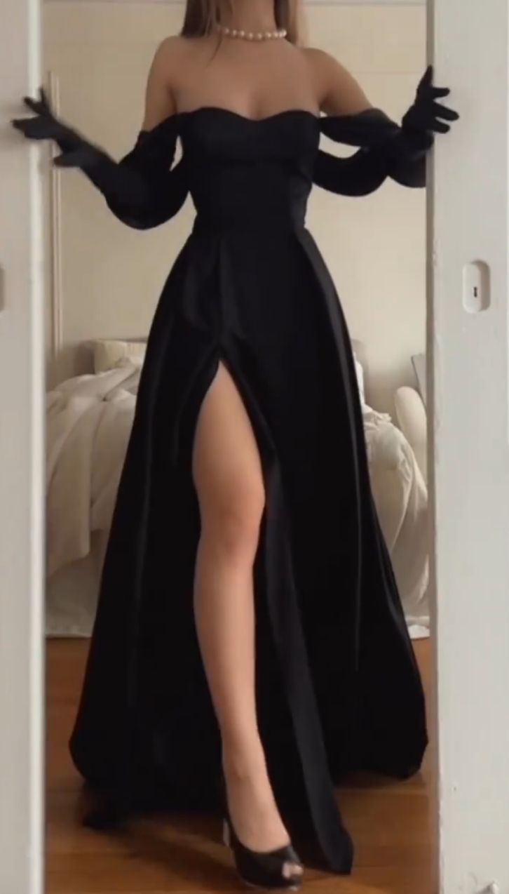 Strapless Wedding Guest Dress Black Prom Dresses fg6996 - VelvetHem
