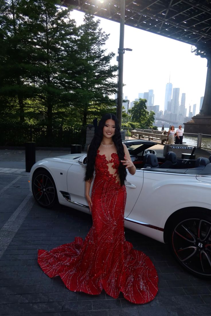 Sexy Red Prom Dress, Charming Prom Dress, Long Mermaid Prom Dress - View 2 | FashionDia