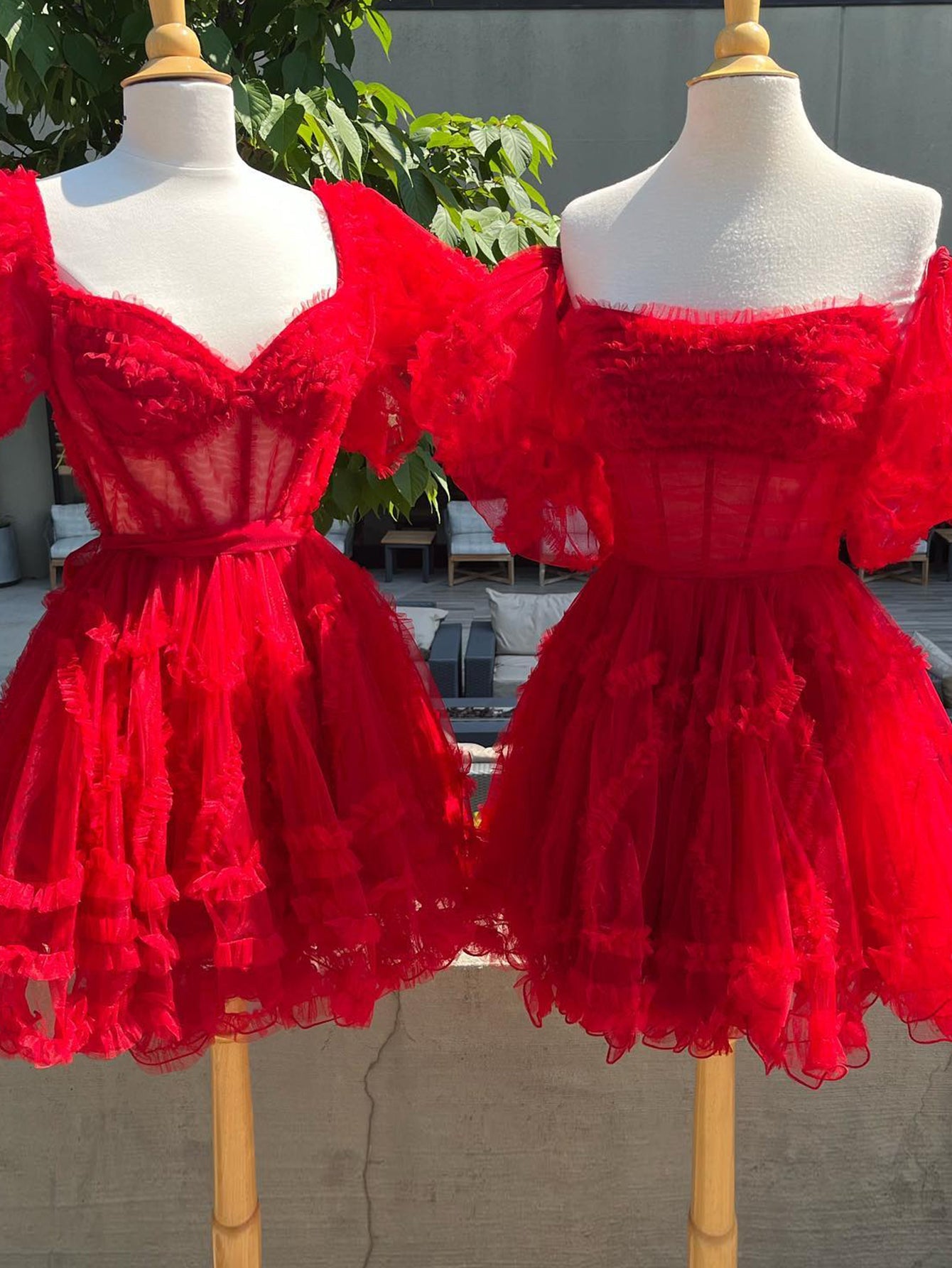 A-Line Blue V Neck Ruffles Short Homecoming Dress - Fashionpara