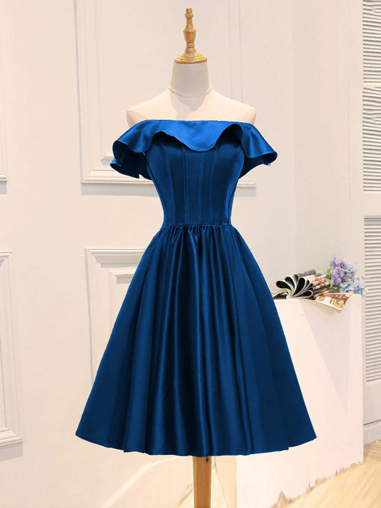 A-Line Satin Short Prom Dress, Homecoming Dress - View 6 | FashionDia