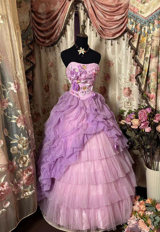 A-Line Quinceanera Dress Ball Gown Tulle Sweet 16 Dress - FashionDia
