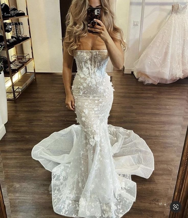 Charming Strapless Mermaid Princess Beach Vintage Long Wedding Dresses, Bridal Gown fg6958