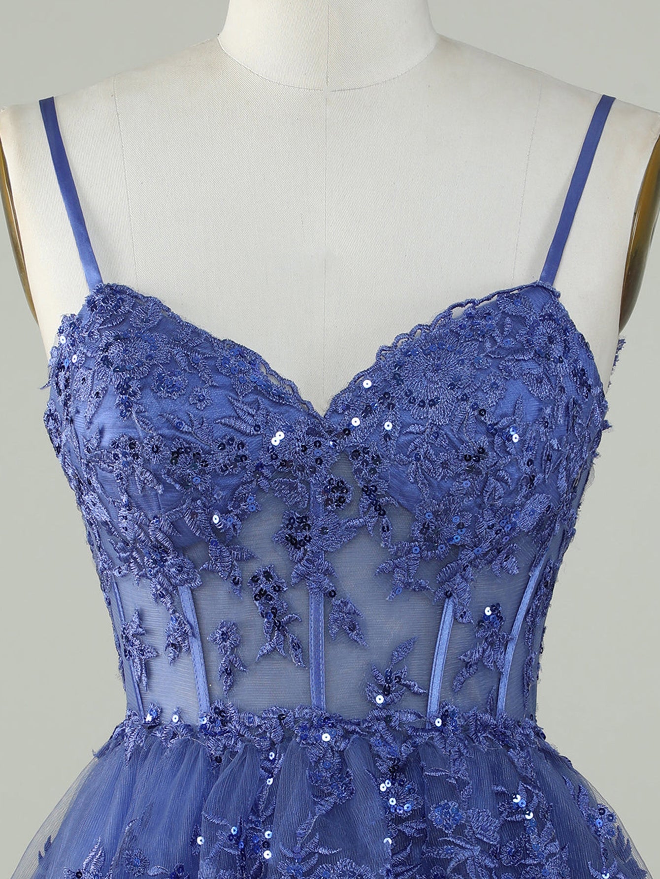 Purple A-Line V Neck Tiered Homecoming Dress - Fashionpara