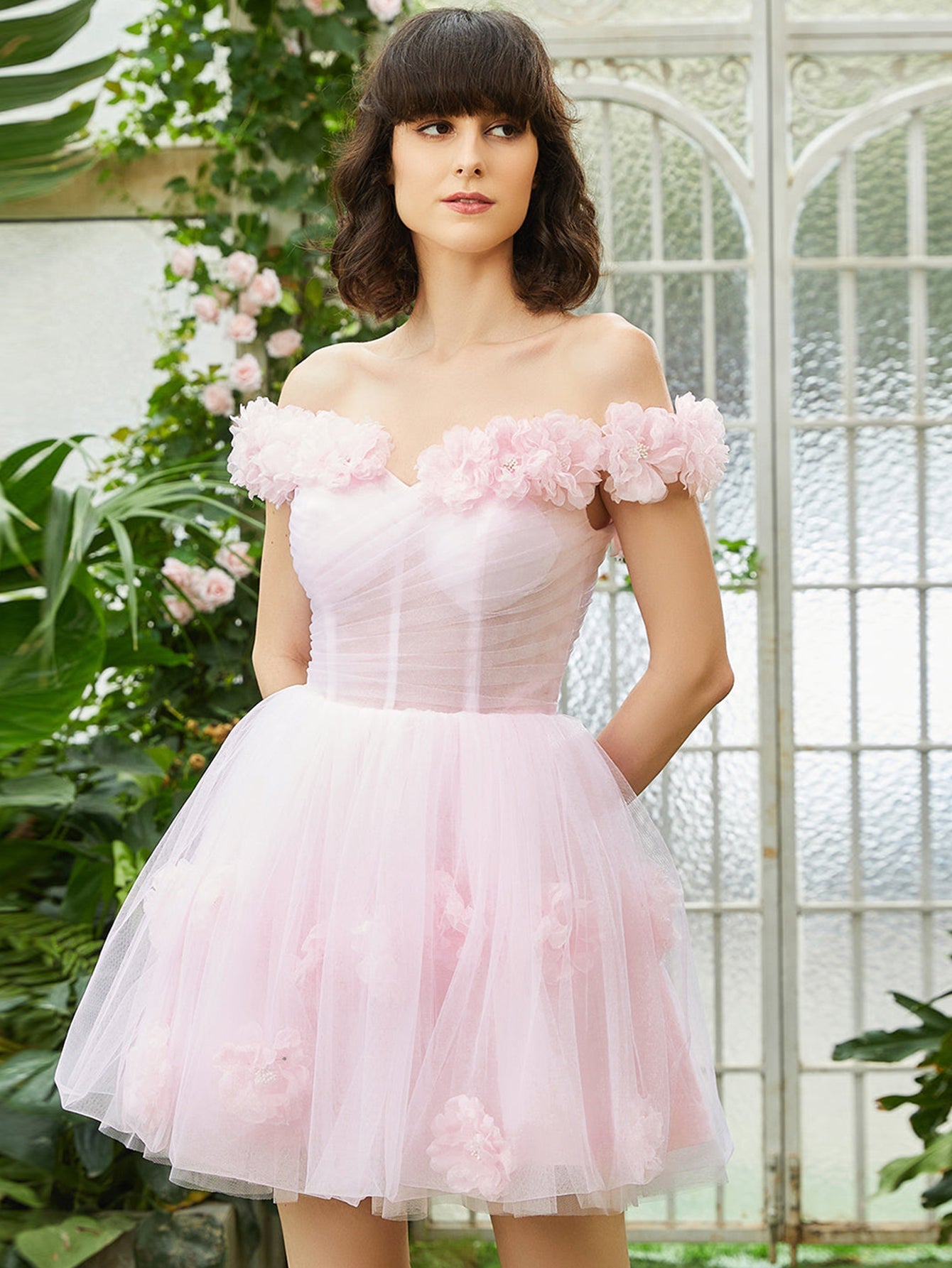 Lilac Corset Strapless Short Tulle Homecoming Dress - Fashionpara