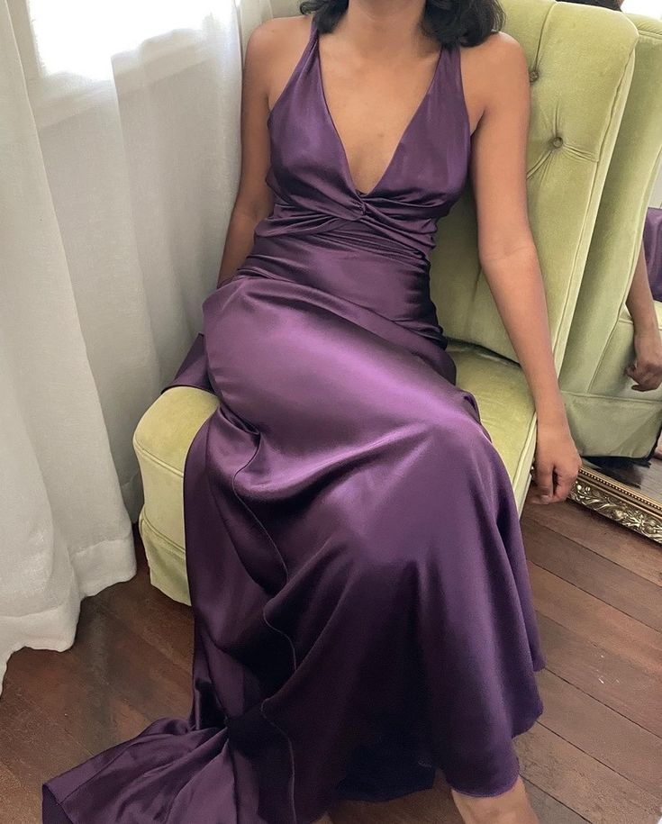 Sexy Backless Purple Long Party Dress Formal Evening Dress Prom Gown - FashionDia