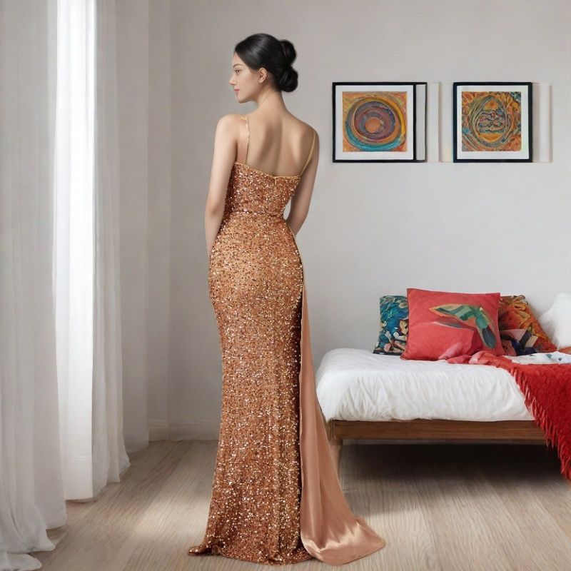 Backless Sequin Mermaid Prom Dress - View 3 | VelvetHem