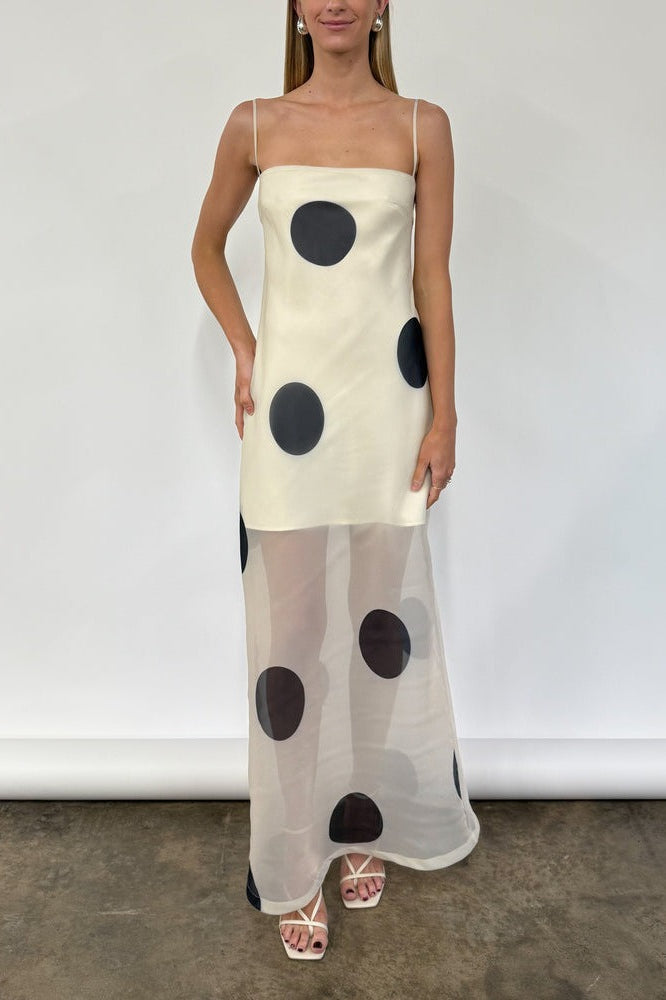 Polka Dot Bodycon Cami Maxi Dress - View 2 | VelvetHem