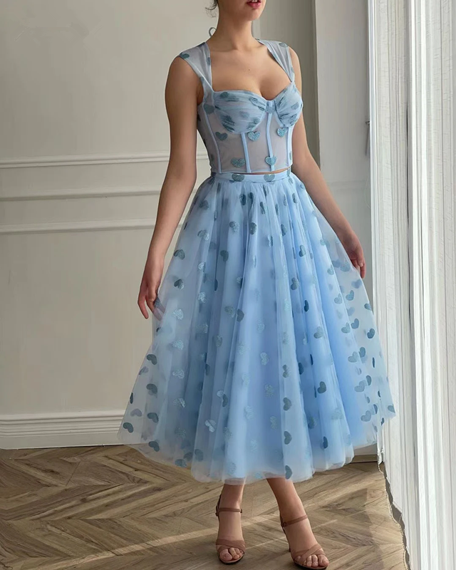 Tea Length Celebrity Dress Sleeveless Summer Dress Evening Dress fg6198