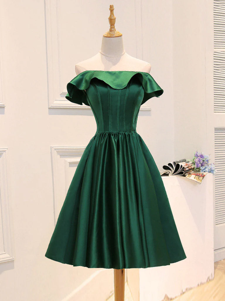 A-Line Satin Short Prom Dress, Homecoming Dress - View 2 | FashionDia