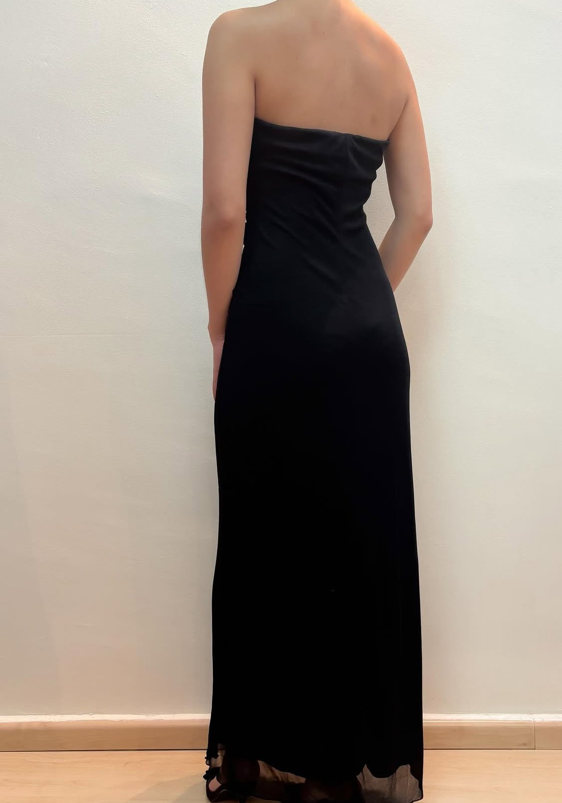 Strapless Sheath Black Long Prom Dress Formal Party Dress J8586