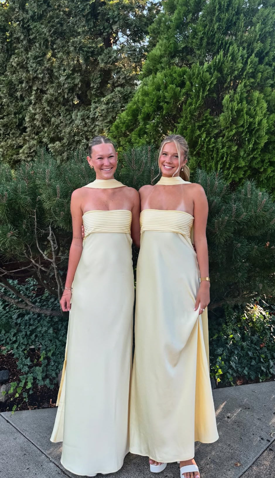Strapless A Line Long Prom Dress Yellow Satin Bridesmaid Dresses J8027