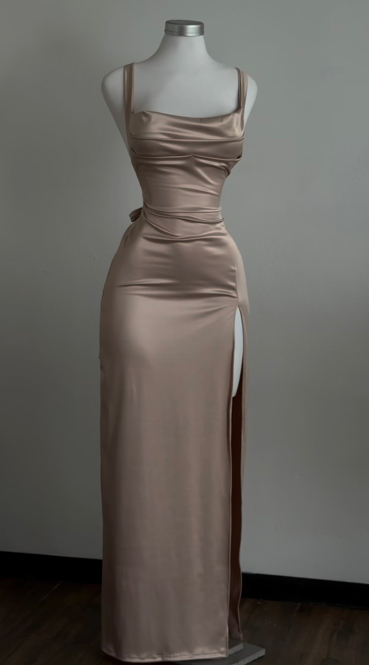 Satin Long Prom Dress Sexy Evening Dress With Slit J8596