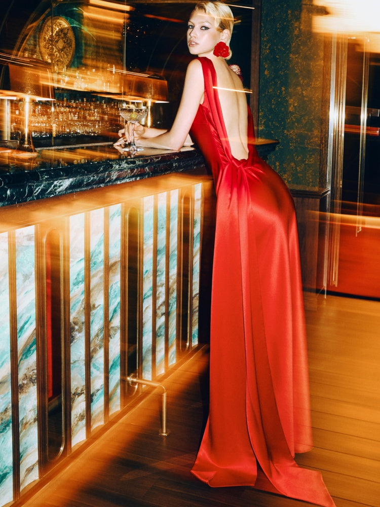 Tied & Drawn ��� Satin Gown