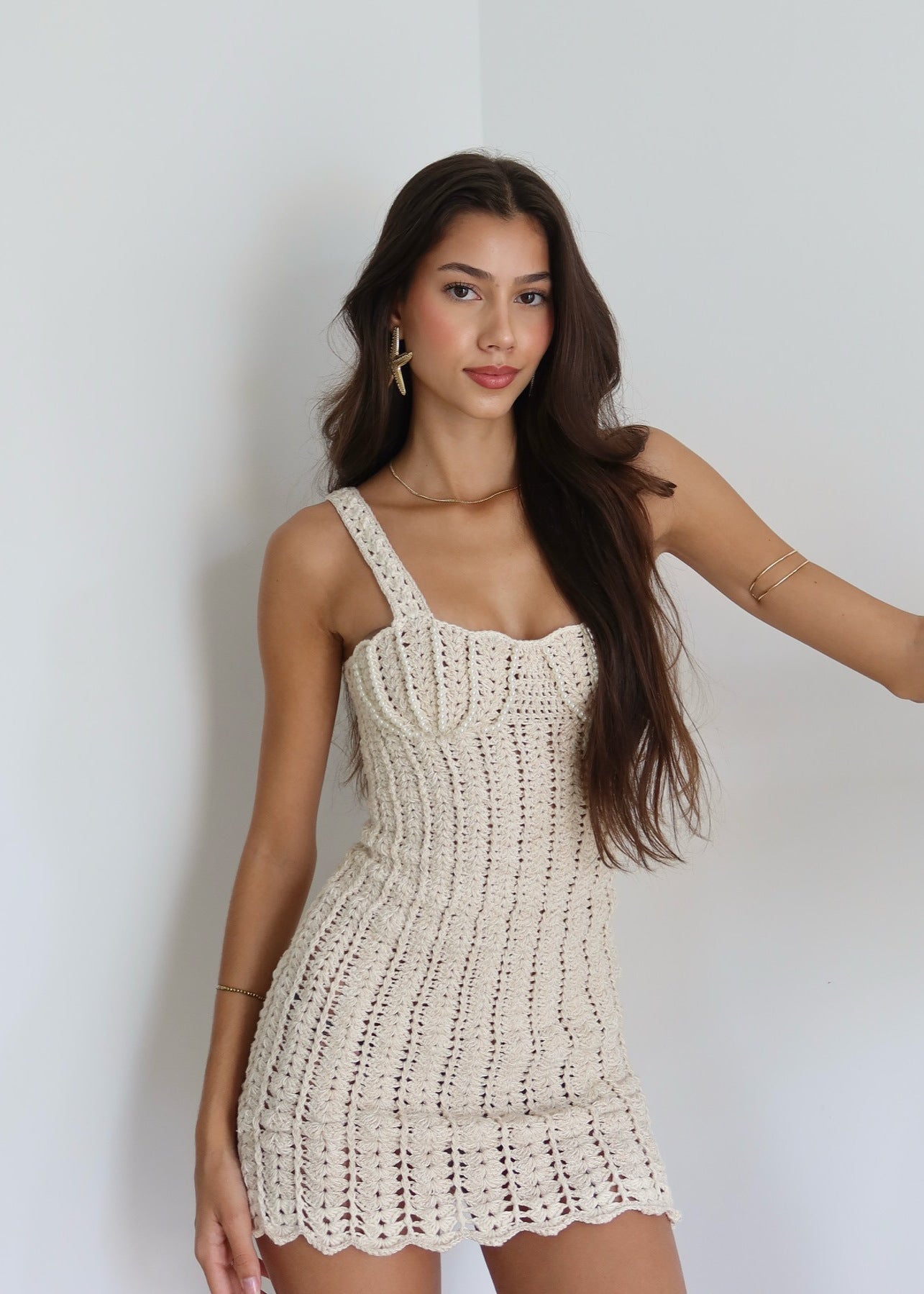 Isla Crochet Knit Bodycon Mini Dress