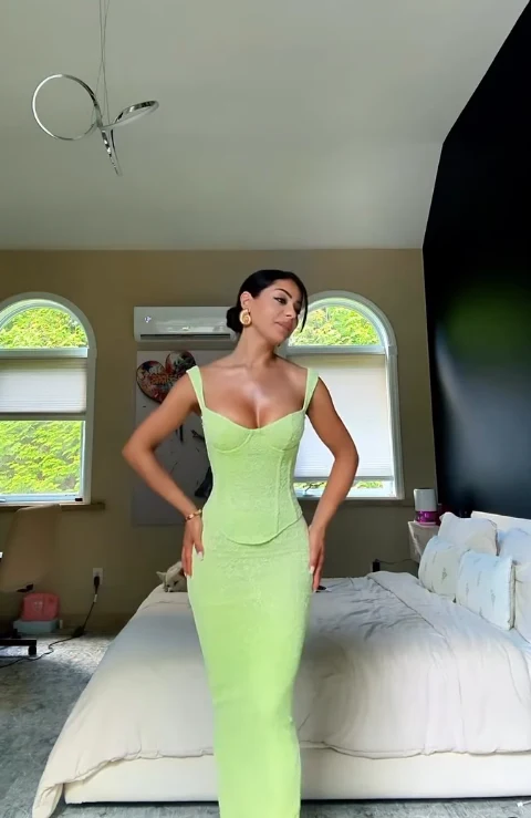 Stunning Two Piece Sheath Straps Green Lace Prom & Evening Dress - View 2 | FashionDia