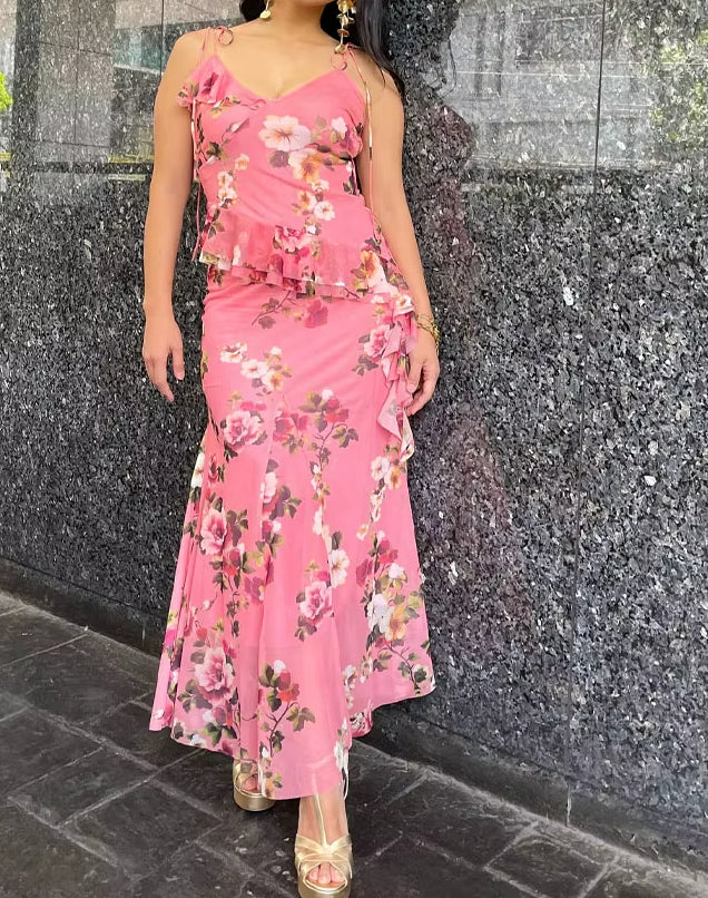 Summer Flowers Asymmetry Midi Dress - VelvetHem