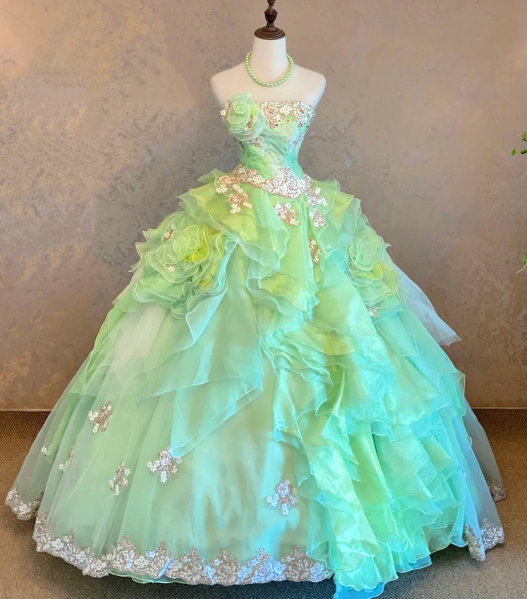 Ball Gown Green Prom Dress Sweet 16 Birthday Dress