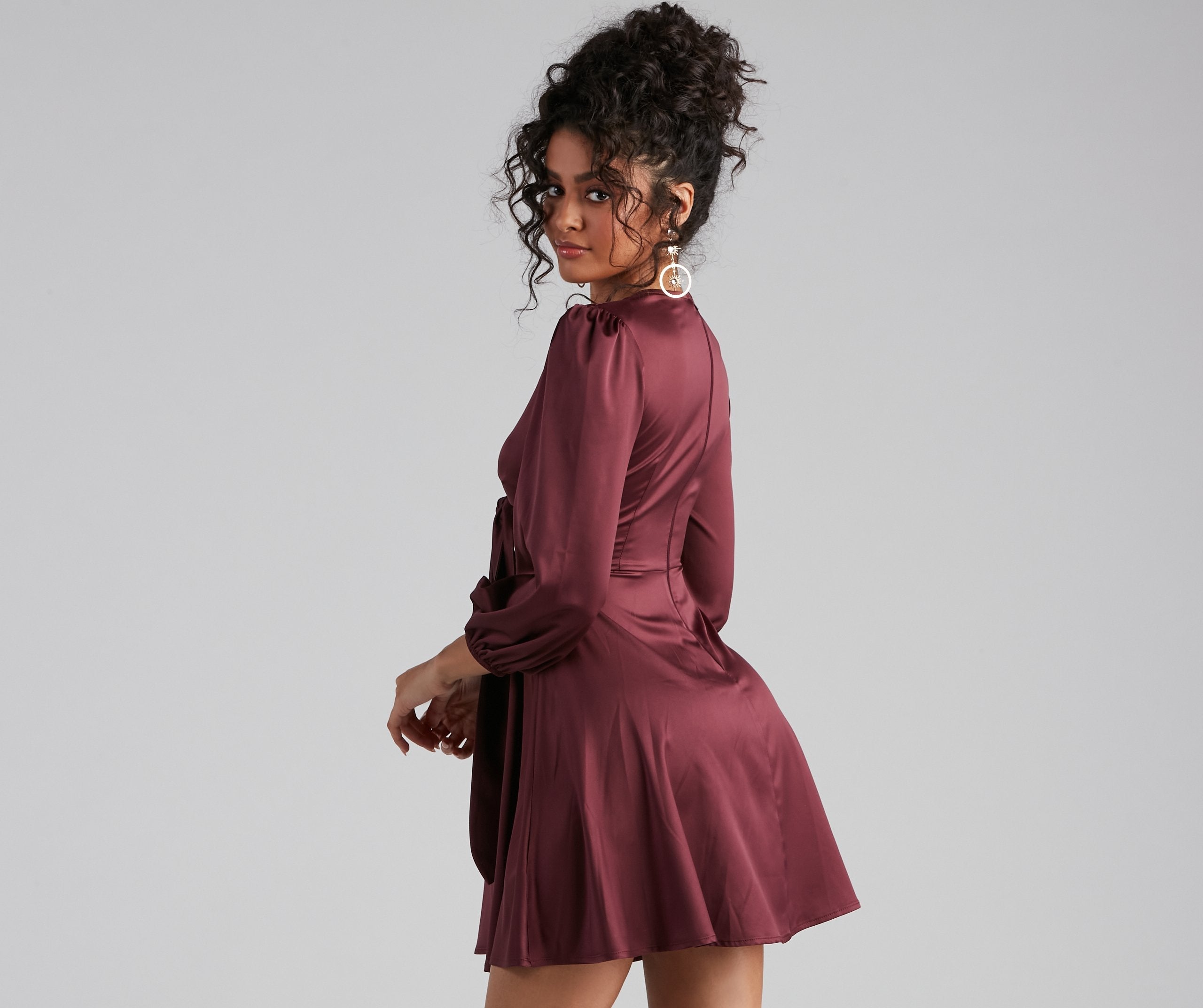 Sleek Satin Tie Front Mini Dress