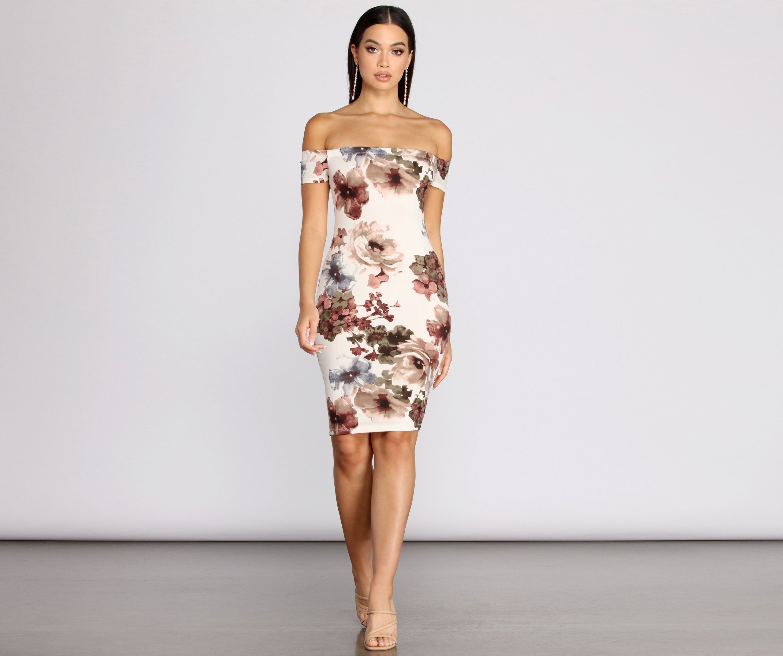 Painted In Florals Midi Dress - Fashionpara