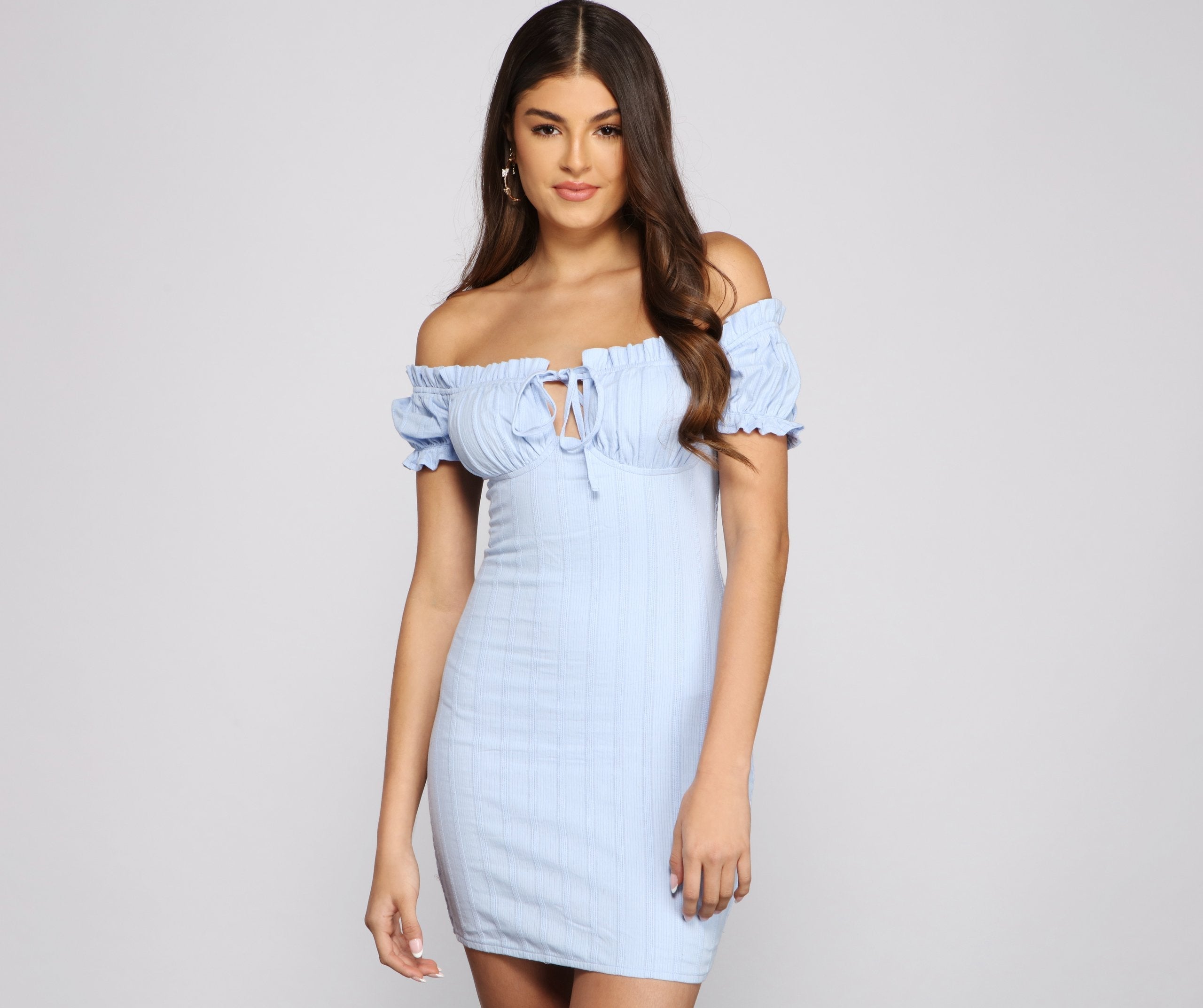 So Fab Ruffled And Smocked Mini Dress - Fashionpara