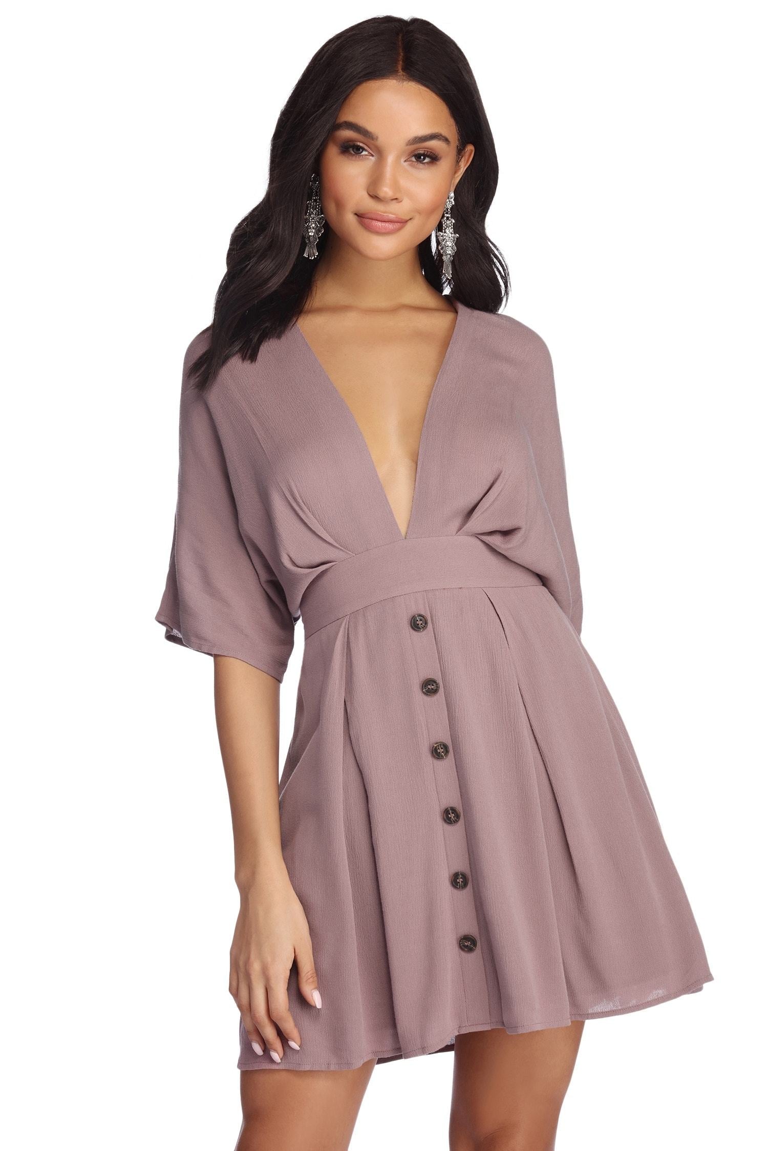 Beautifully Buttoned Skater Dress - Fashionpara