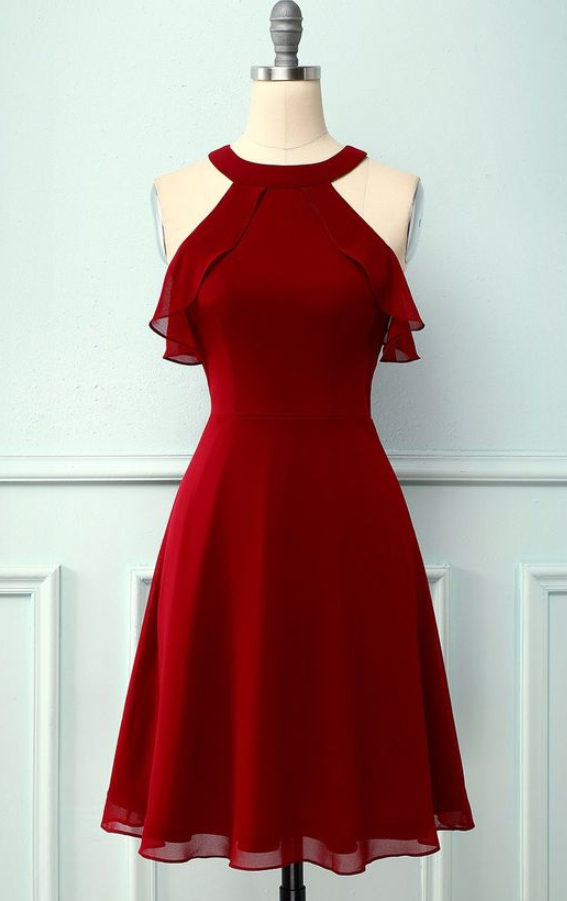Burgundy Cold Shoulder Short Homecoming Dress - FashionDia