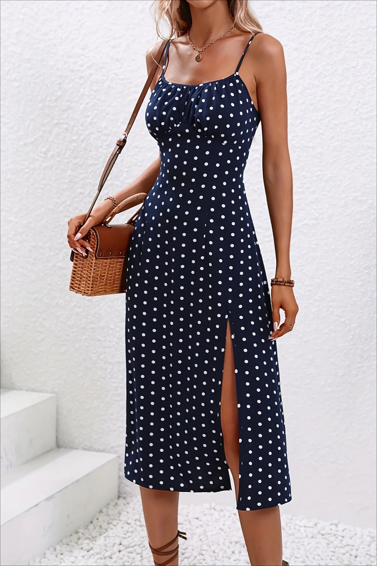 Spaghetti Strap Slit Floral Dress - View 10 | FashionDia