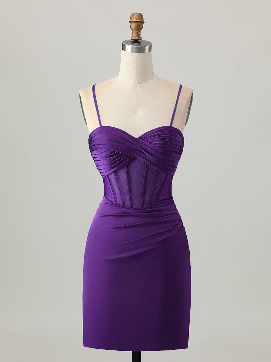 Satin Tight Short Corset Homecoming Dress