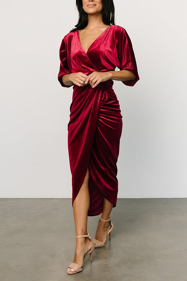 V-neck sexy irregular skirt evening dress - View 7 | VelvetHem